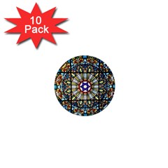 Vitrage Stained Glass Church Window 1  Mini Buttons (10 Pack)  by Pakrebo