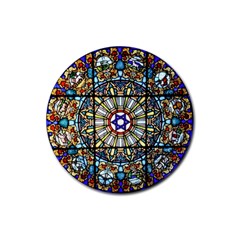 Vitrage Stained Glass Church Window Rubber Coaster (round)  by Pakrebo