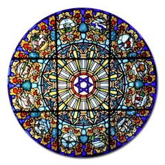 Vitrage Stained Glass Church Window Magnet 5  (round) by Pakrebo