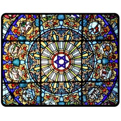 Vitrage Stained Glass Church Window Double Sided Fleece Blanket (medium)  by Pakrebo