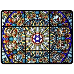 Vitrage Stained Glass Church Window Double Sided Fleece Blanket (large)  by Pakrebo