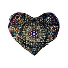 Vitrage Stained Glass Church Window Standard 16  Premium Flano Heart Shape Cushions by Pakrebo