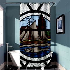 Window Image Stained Glass Shower Curtain 36  X 72  (stall)  by Pakrebo