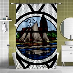 Window Image Stained Glass Shower Curtain 48  X 72  (small)  by Pakrebo