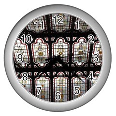 Stained Glass Window Repeat Wall Clock (silver) by Pakrebo