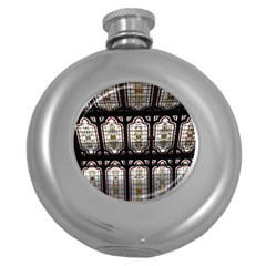 Stained Glass Window Repeat Round Hip Flask (5 Oz) by Pakrebo