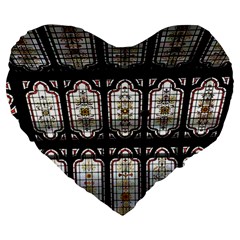 Stained Glass Window Repeat Large 19  Premium Flano Heart Shape Cushions by Pakrebo