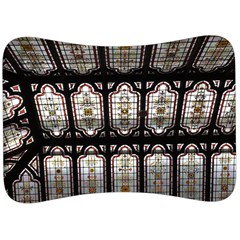 Stained Glass Window Repeat Velour Seat Head Rest Cushion by Pakrebo