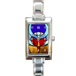 Church Window Glass Tiffany Rectangle Italian Charm Watch Front