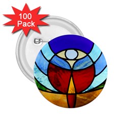 Church Window Glass Tiffany 2 25  Buttons (100 Pack)  by Pakrebo