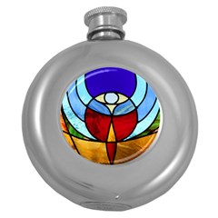 Church Window Glass Tiffany Round Hip Flask (5 Oz) by Pakrebo