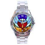 Church Window Glass Tiffany Stainless Steel Analogue Watch Front