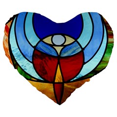 Church Window Glass Tiffany Large 19  Premium Heart Shape Cushions by Pakrebo