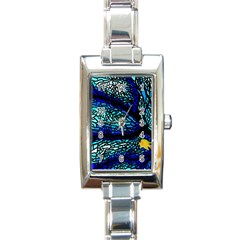 Sea Fans Diving Coral Stained Glass Rectangle Italian Charm Watch by Pakrebo