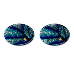 Sea Fans Diving Coral Stained Glass Cufflinks (oval) by Pakrebo