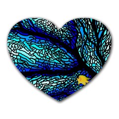 Sea Fans Diving Coral Stained Glass Heart Mousepads by Pakrebo