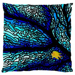 Sea Fans Diving Coral Stained Glass Large Flano Cushion Case (one Side) by Pakrebo