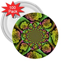 Rose Painted Kaleidoscope Colorful 3  Buttons (100 Pack)  by Pakrebo