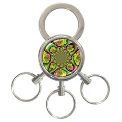 Rose Painted Kaleidoscope Colorful 3-ring Key Chains by Pakrebo