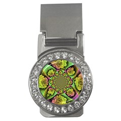 Rose Painted Kaleidoscope Colorful Money Clips (cz)  by Pakrebo