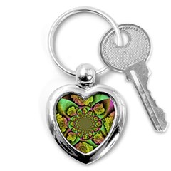 Rose Painted Kaleidoscope Colorful Key Chains (heart)  by Pakrebo