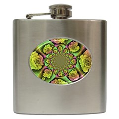 Rose Painted Kaleidoscope Colorful Hip Flask (6 Oz) by Pakrebo