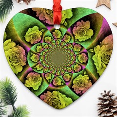 Rose Painted Kaleidoscope Colorful Heart Ornament (two Sides) by Pakrebo