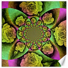 Rose Painted Kaleidoscope Colorful Canvas 16  X 16  by Pakrebo