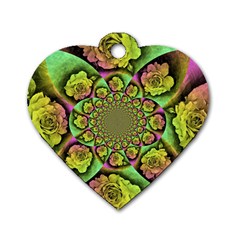 Rose Painted Kaleidoscope Colorful Dog Tag Heart (one Side) by Pakrebo