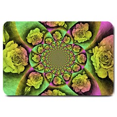 Rose Painted Kaleidoscope Colorful Large Doormat  by Pakrebo