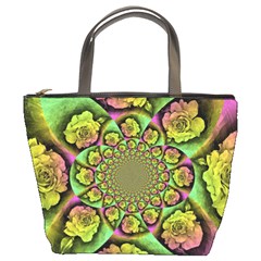 Rose Painted Kaleidoscope Colorful Bucket Bag by Pakrebo