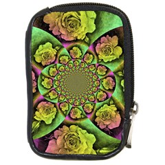 Rose Painted Kaleidoscope Colorful Compact Camera Leather Case by Pakrebo