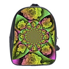 Rose Painted Kaleidoscope Colorful School Bag (large) by Pakrebo