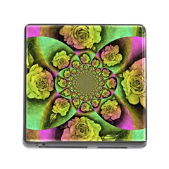 Rose Painted Kaleidoscope Colorful Memory Card Reader (square 5 Slot) by Pakrebo