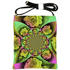 Rose Painted Kaleidoscope Colorful Shoulder Sling Bag by Pakrebo