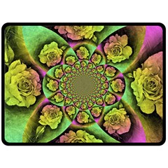 Rose Painted Kaleidoscope Colorful Fleece Blanket (large)  by Pakrebo