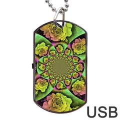 Rose Painted Kaleidoscope Colorful Dog Tag Usb Flash (one Side) by Pakrebo