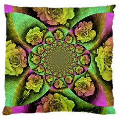 Rose Painted Kaleidoscope Colorful Large Cushion Case (two Sides) by Pakrebo