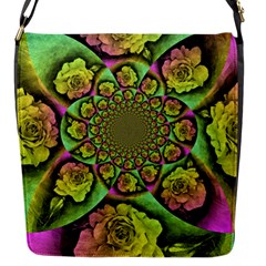 Rose Painted Kaleidoscope Colorful Flap Closure Messenger Bag (s) by Pakrebo