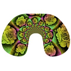 Rose Painted Kaleidoscope Colorful Travel Neck Pillows by Pakrebo