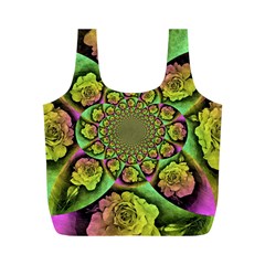 Rose Painted Kaleidoscope Colorful Full Print Recycle Bag (m) by Pakrebo