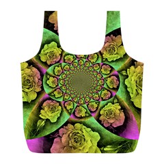 Rose Painted Kaleidoscope Colorful Full Print Recycle Bag (l) by Pakrebo