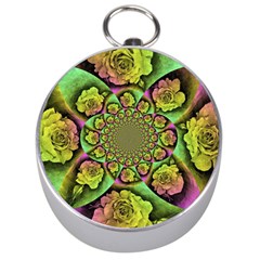 Rose Painted Kaleidoscope Colorful Silver Compasses by Pakrebo