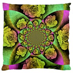 Rose Painted Kaleidoscope Colorful Large Flano Cushion Case (one Side) by Pakrebo