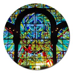 Church Church Window Window Magnet 5  (round) by Pakrebo