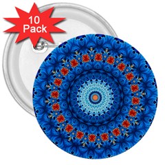 Rose Kaleidoscope Art Pattern 3  Buttons (10 Pack)  by Pakrebo