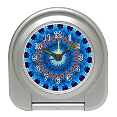 Rose Kaleidoscope Art Pattern Travel Alarm Clock by Pakrebo