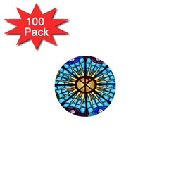 Church Window Stained Glass Church 1  Mini Buttons (100 Pack)  by Pakrebo