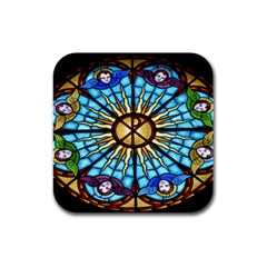 Church Window Stained Glass Church Rubber Square Coaster (4 Pack)  by Pakrebo