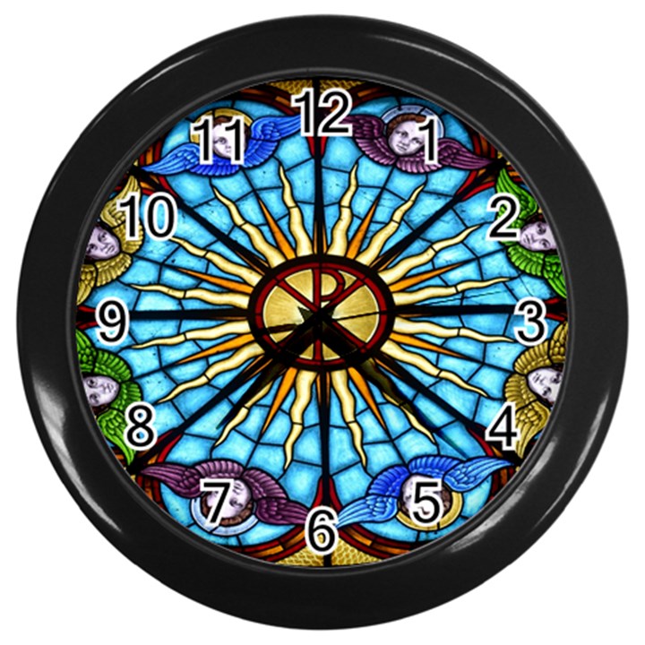 Church Window Stained Glass Church Wall Clock (Black)